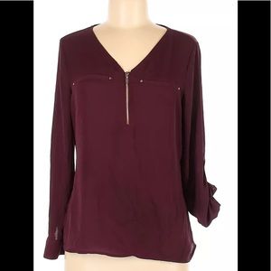 Apt 9 zip front blouse -burgundy